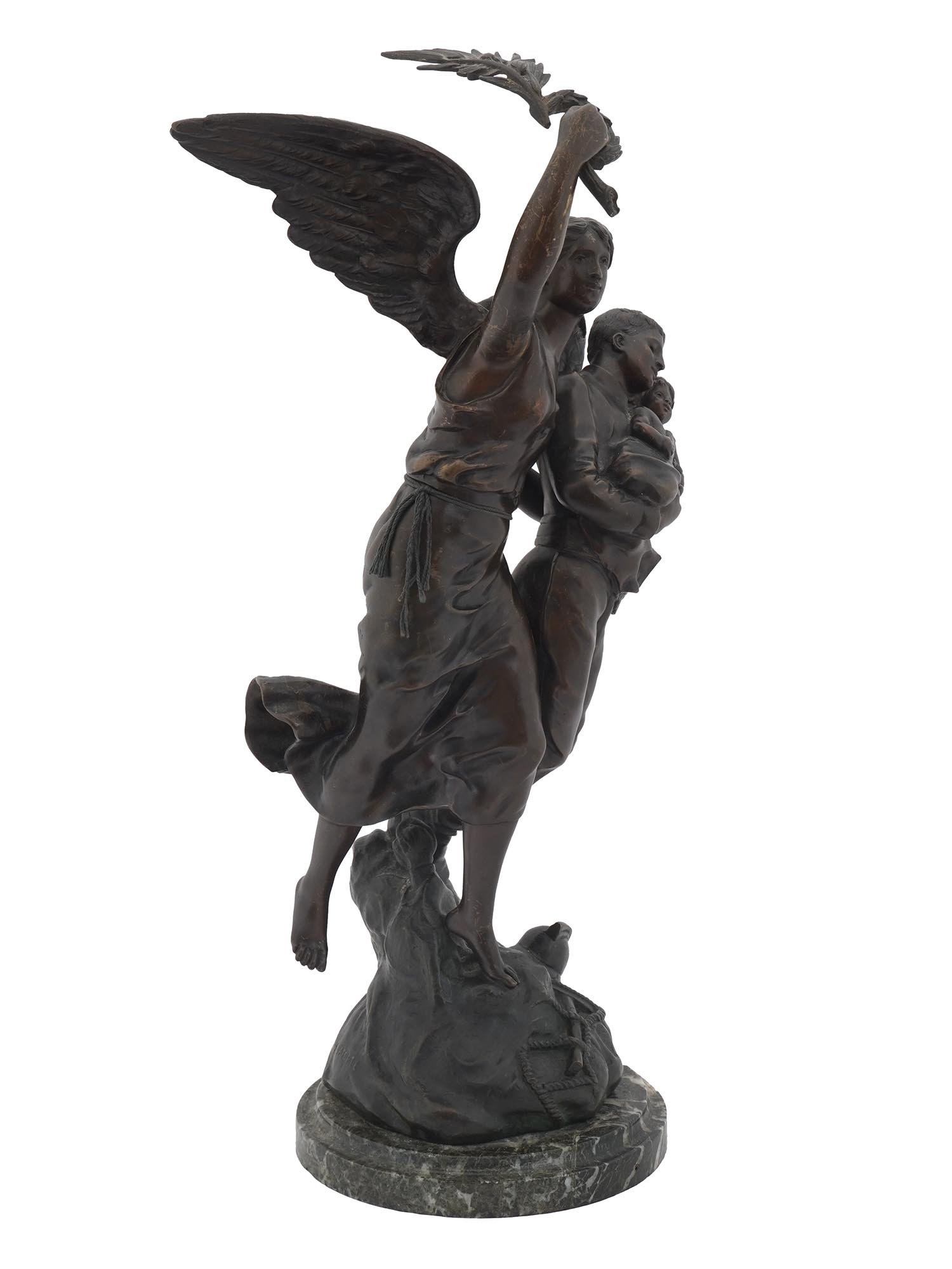 FRENCH FABRICATION FRANCAISE ANGEL SPELTER STATUE PIC-3